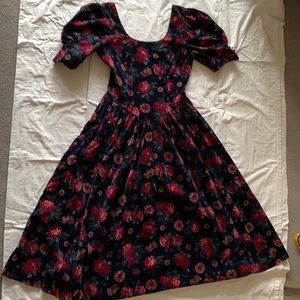 Vintage Laura Ashley Cotton Velvet Dress Size 10
